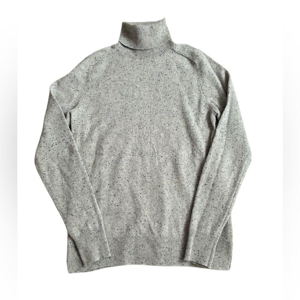 Ann Taylor 100% Cashmere Turtleneck Sweater, Sz. S, Gray w/ Black Fleck, Soft!